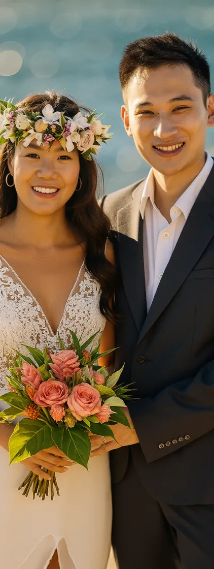 A newly wed on the beach, intimate style