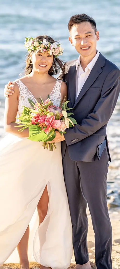 A newly wed on the beach