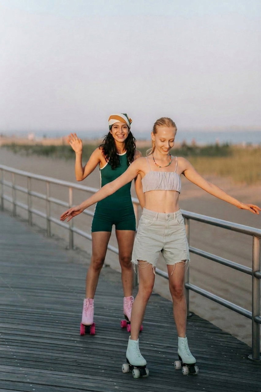 Both models recomposed together in one clean two-shot