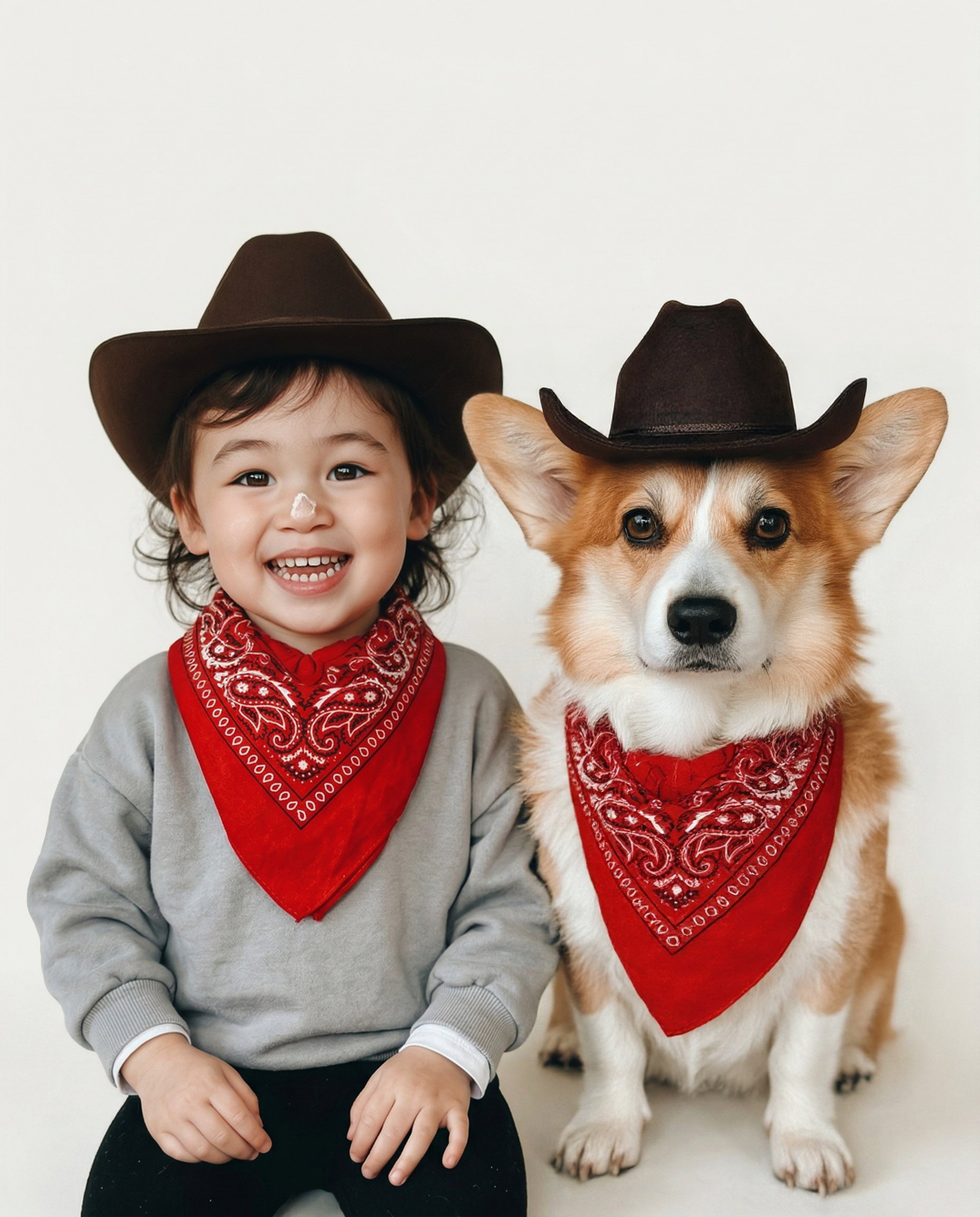 AI-generated portrait of a child and their dog