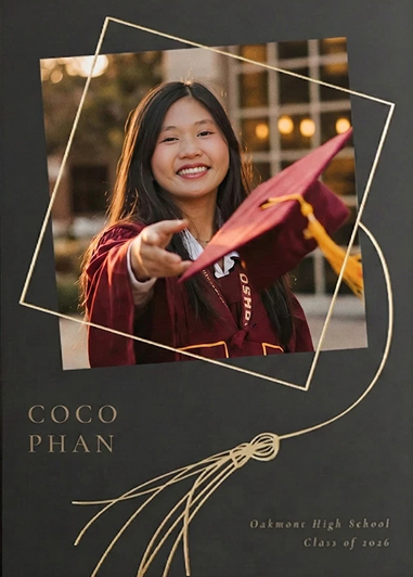 Coco remixed onto a graduation trading card